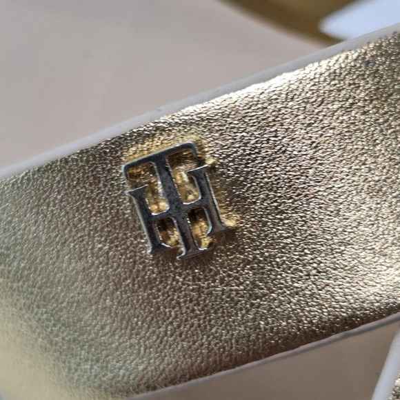 Tommy Hilfiger NEW Gold Platform Espadrille Ankle Strap Coquette Wedges Size 8.5 - Picture 12 of 13